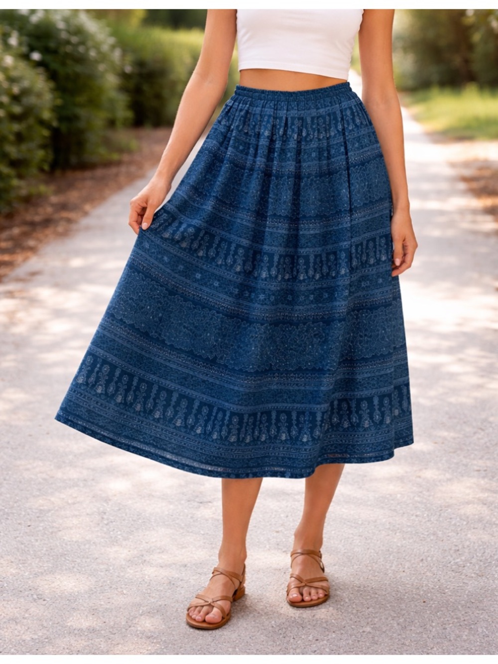 Leslie Fay flared midi skirt size 18 lightweight casual summer